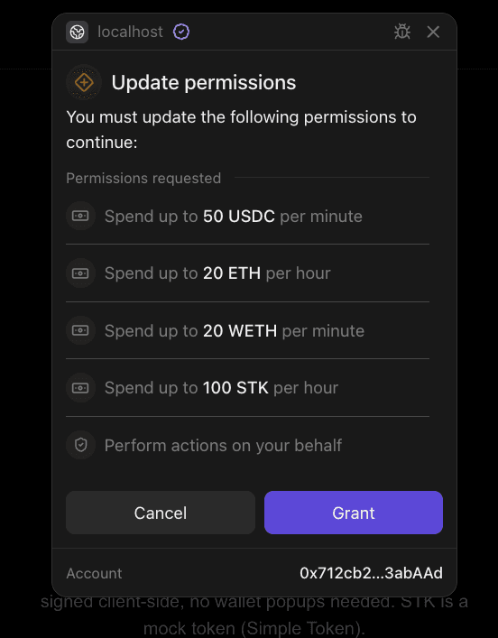 RISE Wallet Session Key Permission